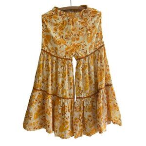 Unknown Brand Hippie Boho Wide Leg Flare Yellow Floral Pants Child Size 12-13